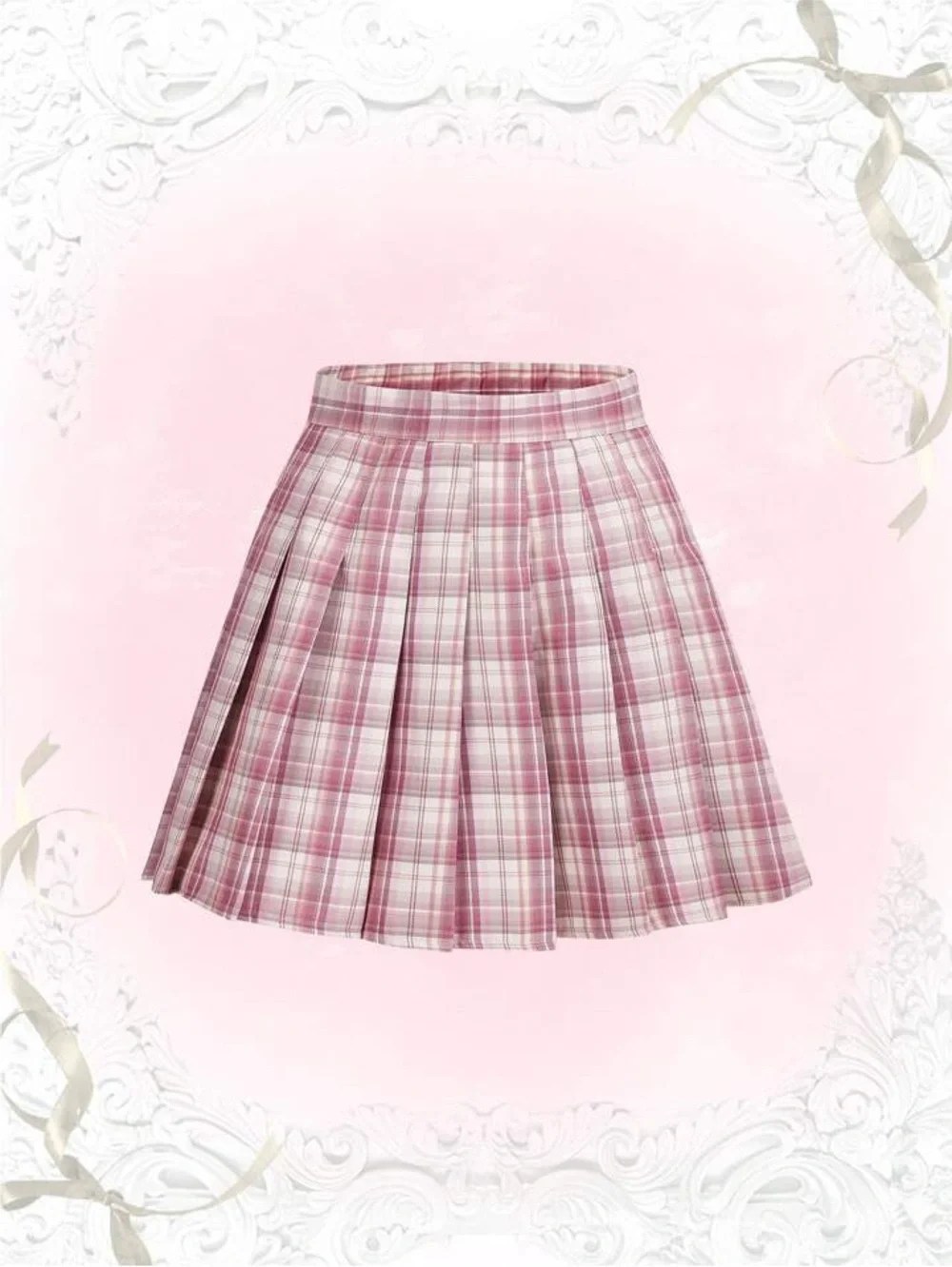Pleated Pink Plaid Mini Skirt